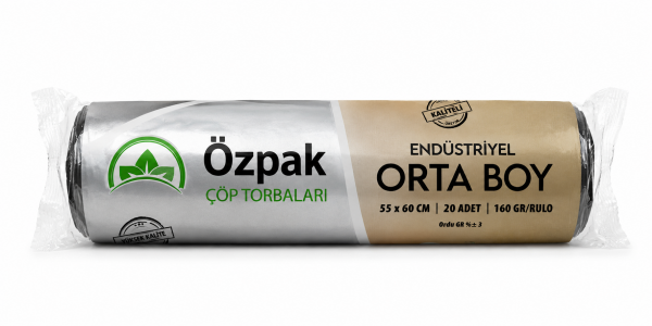 ENDÜSTRİYEL ORTA BOY ÇÖP POŞETİ SİYAH 55x60 160 GR