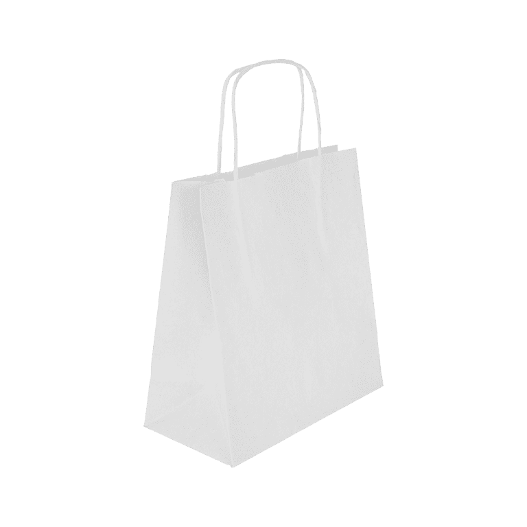 BURGU İP SAPLI KRAFT ÇANTA BEYAZ 25x31x12 - 250 ADET