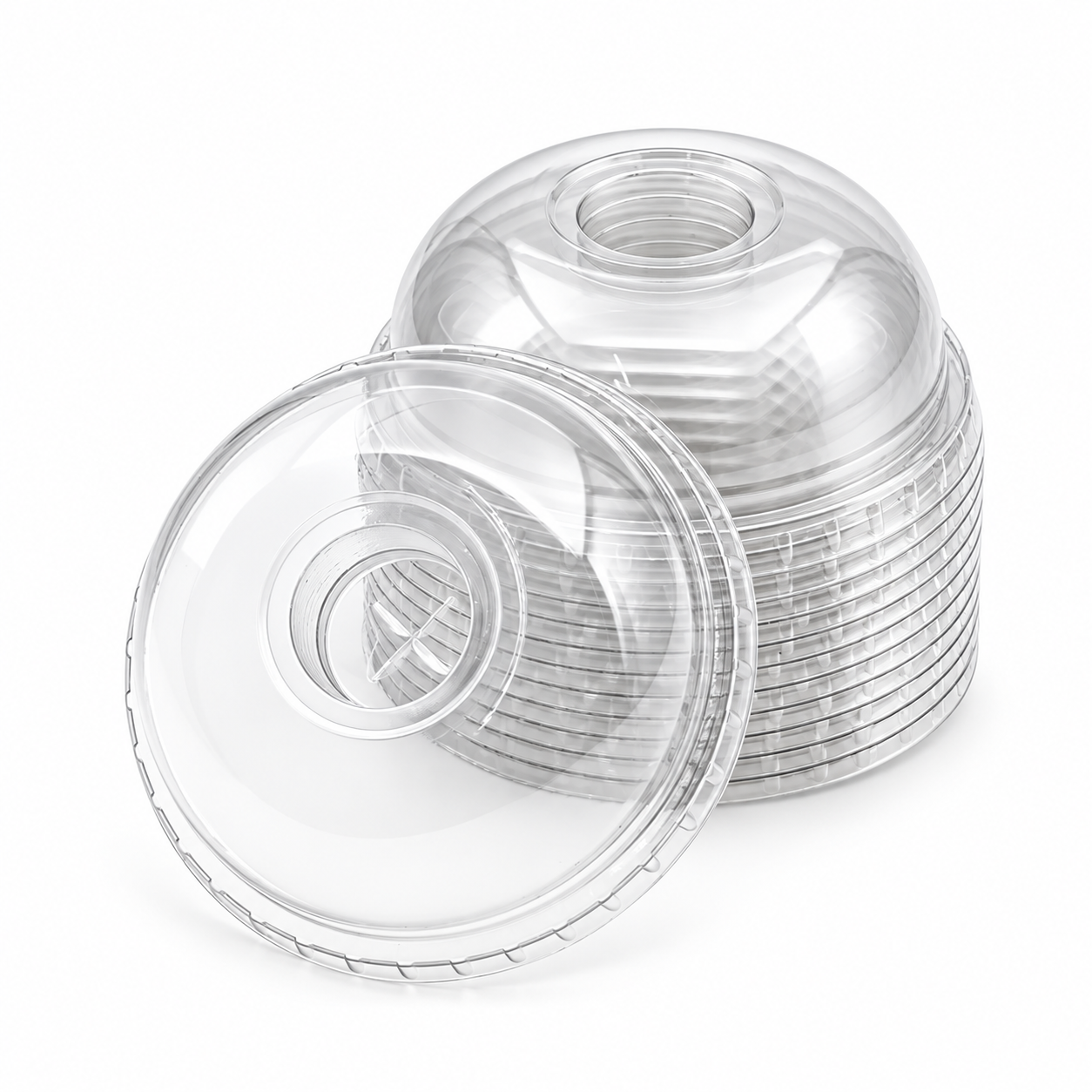 PET Bombe Artı Delikli Bardak Kapağı 95 mm 100 Adet