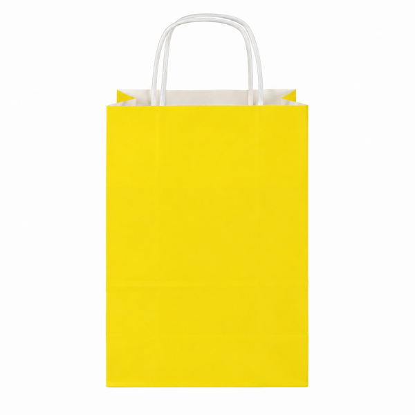 Sarı Burgu Saplı Kraft Kağıt Çanta 18x24x9 cm 250 Adet