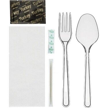 Plastik Çatal Kaşık 6'lı Set 100 Adet Eko 2.6 Gr