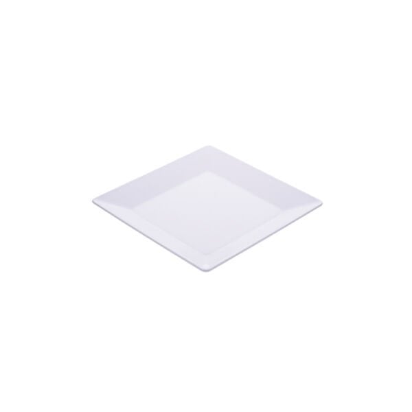 18 CM SERT PLASTİK KARE TABAK BEYAZ RENK - 100 ADET