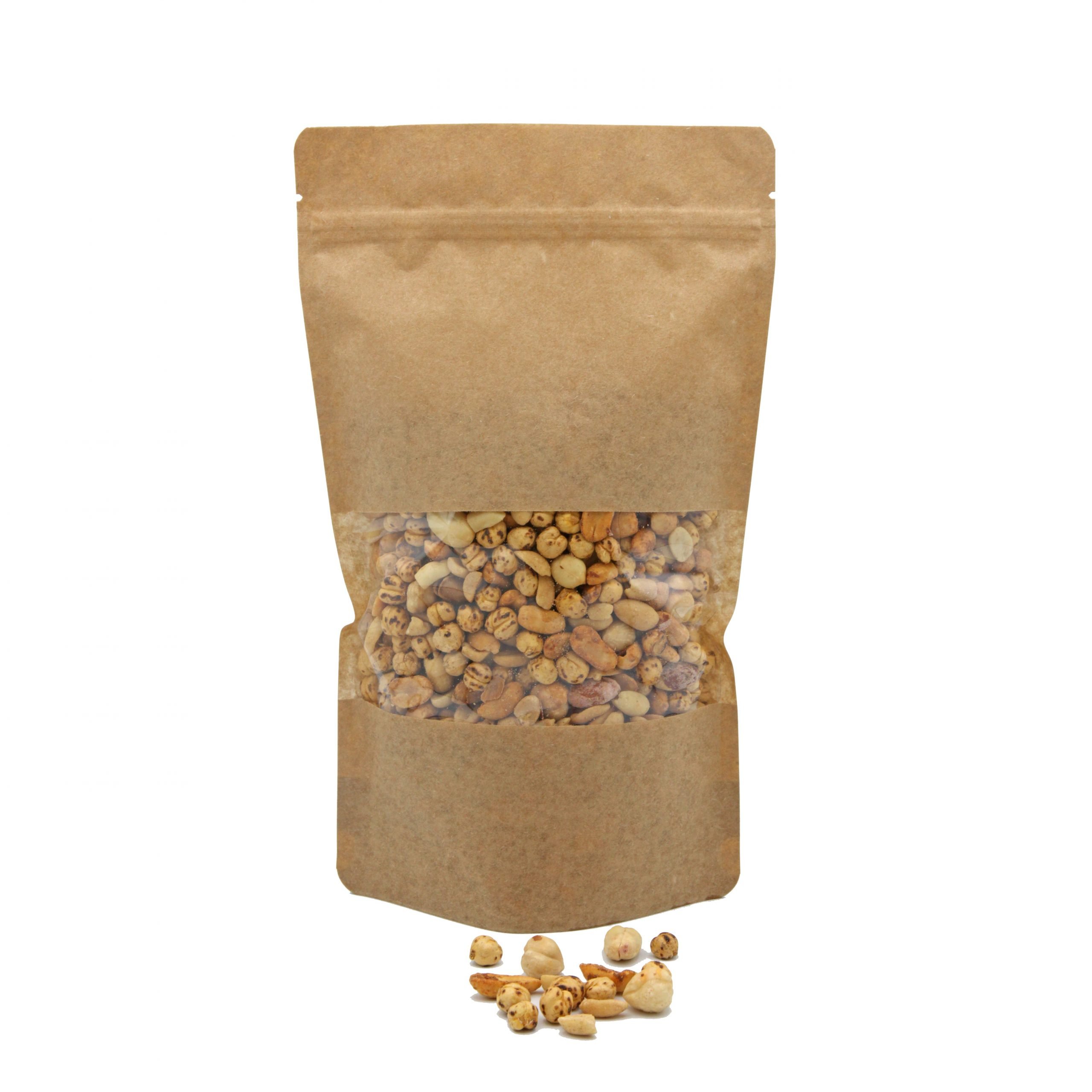 Doypack Kraft Pencereli Poşet Doypack 50 Adet 11x18.5 100 gr